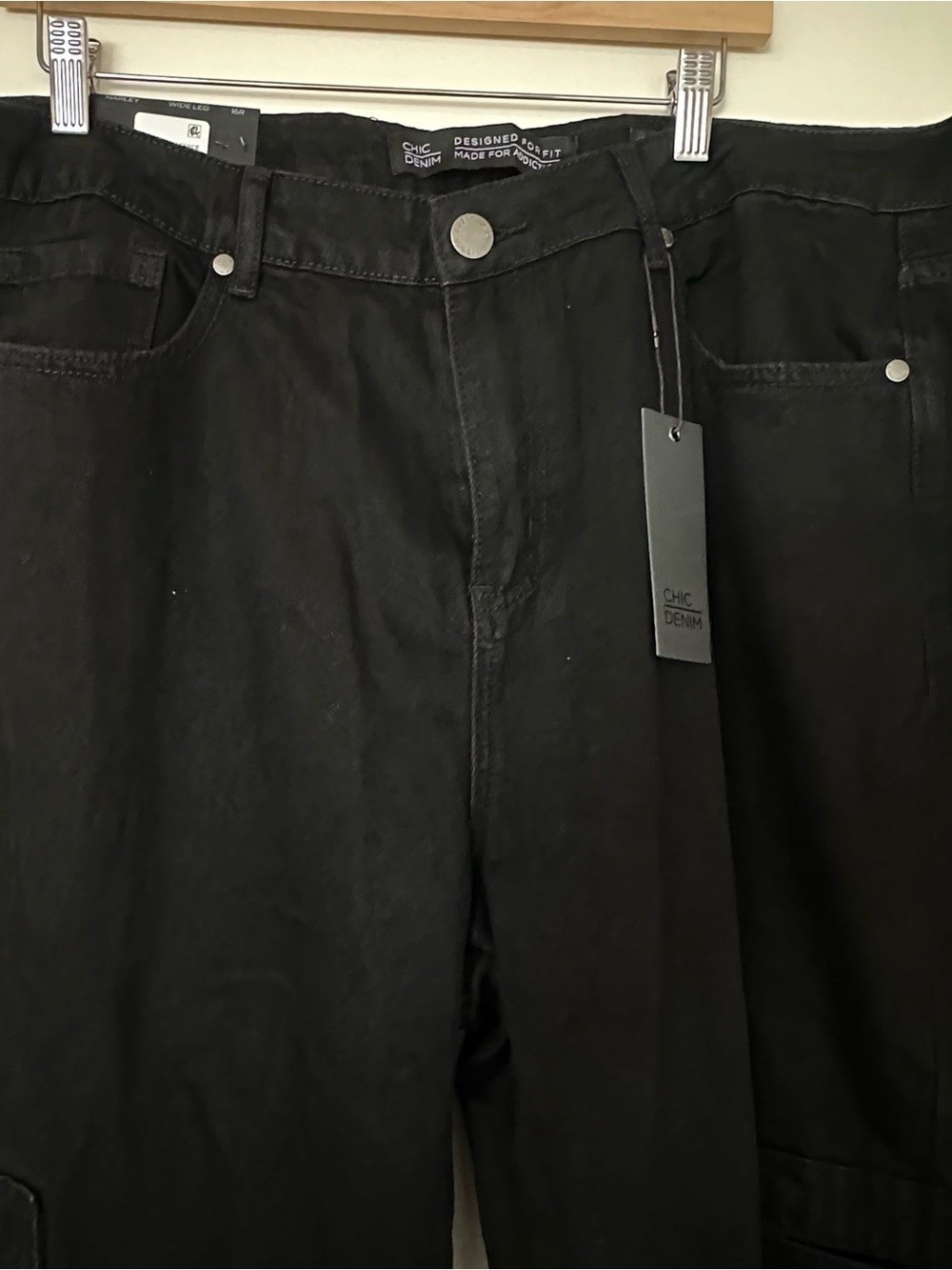 City Chic Black Wide-Leg Cargo Pants
